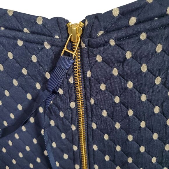 Boden Size 12 Dress Dotty Day Quilted Shift Polka Dot Zip Back Pockets Navy - Picture 9 of 13